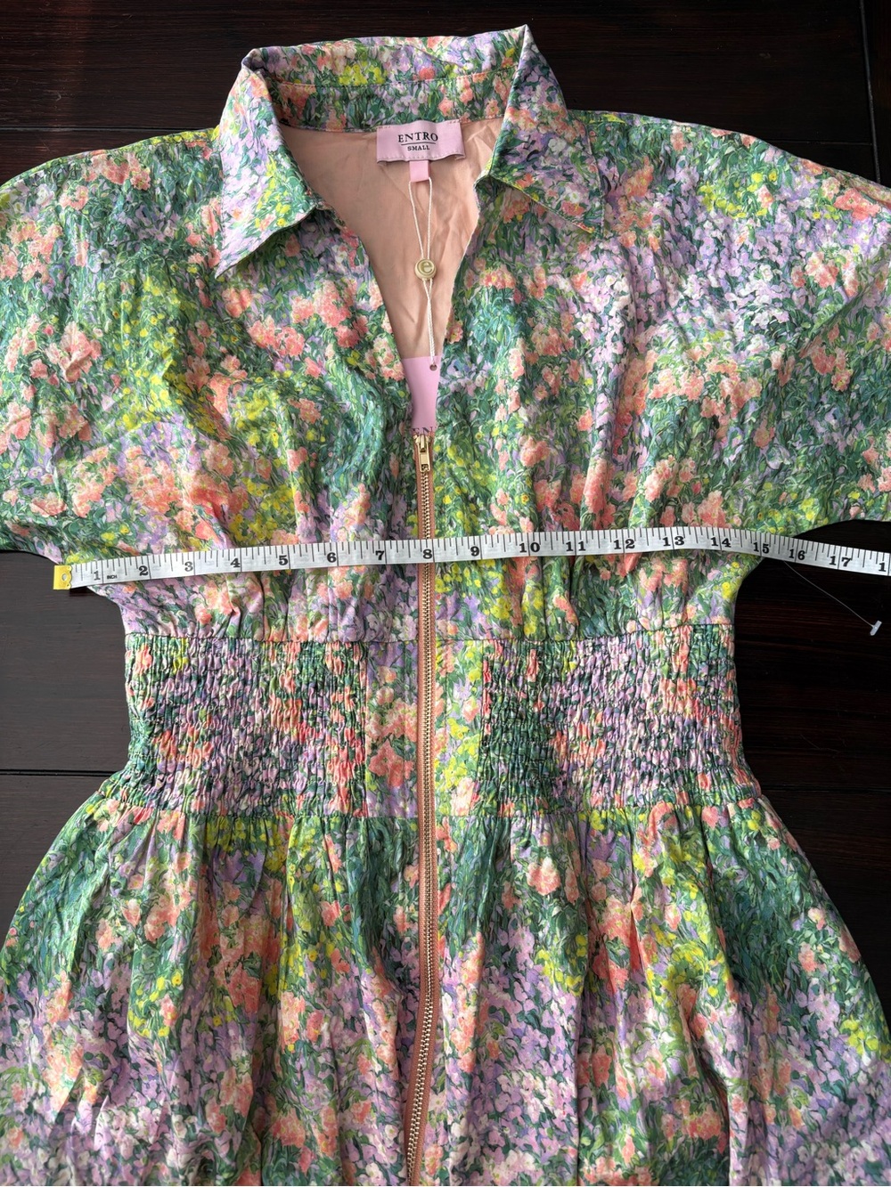 ❤️NEW entro Floral Zip-Front Midi Dress in Green and Orange - Picture 9 of 10